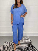 Conjunto Casual Solto de Cor Sólida