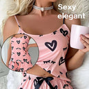 Conjunto de pijama feminino sem mangas de duas peças