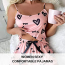 Conjunto de pijama feminino sem mangas de duas peças